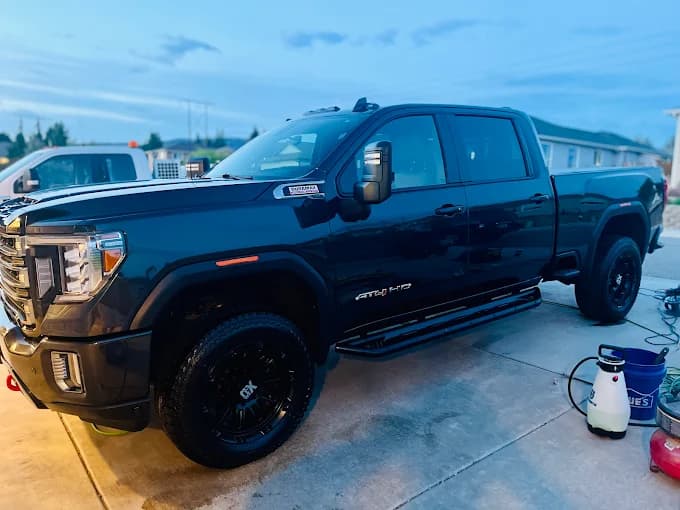 Ceramic coating on black truck